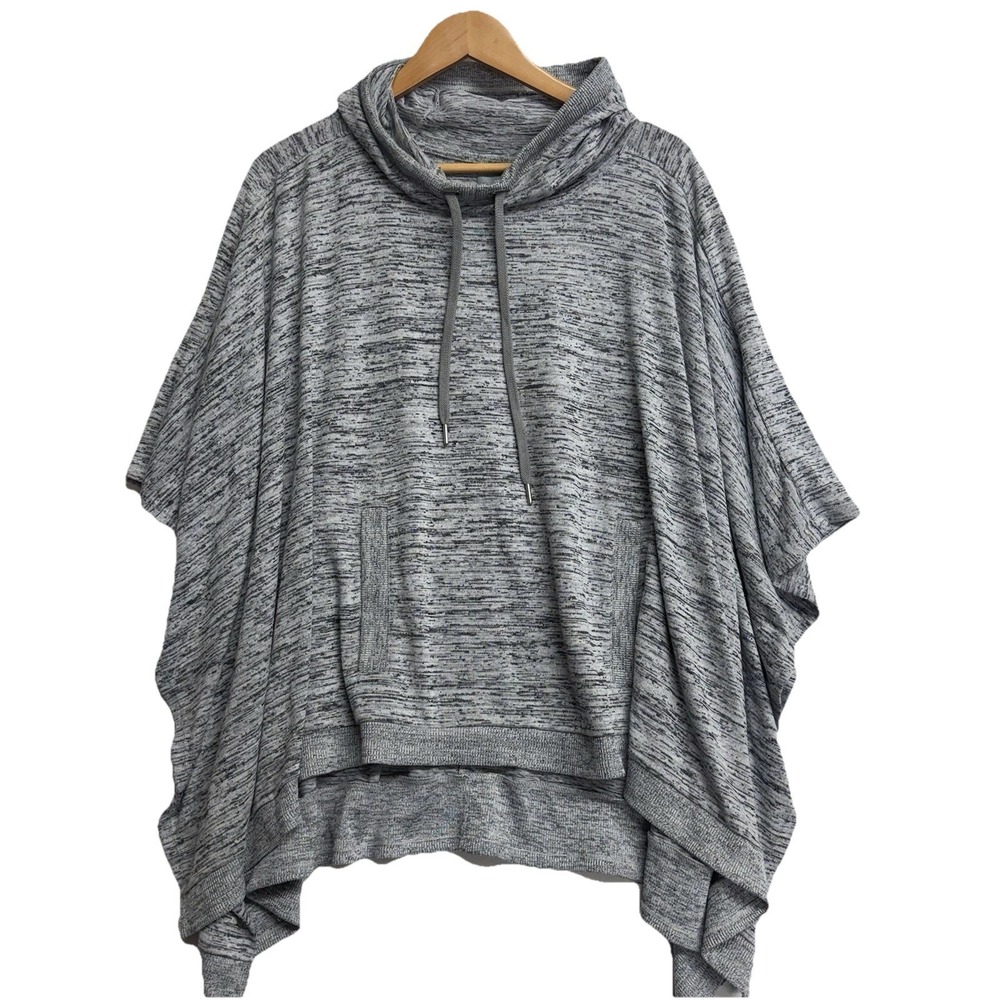 Athleta Gray Hooded Poncho Sweatshirt Women's M Cowl Neck Oversized Cape